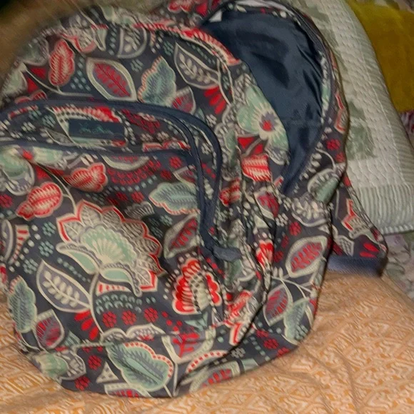 Vera Bradley Floral Paisley Backpack in Navy, Red & Light Blue - Picture 5 of 5